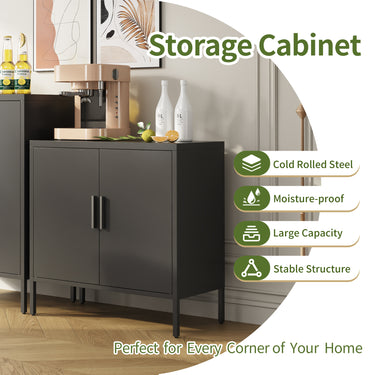 Metal Storage Cabinet With Doors And Adjustable Shelves